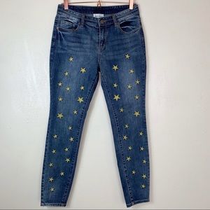 For the republic star embroidered skinny jeans